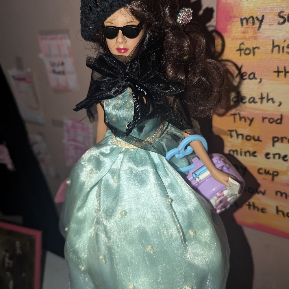 Elegant Doll in Teal Dress with Accessories